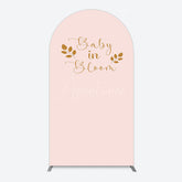 Aperturee - Aperturee Sweet Pink Boho Leaves Baby Shower Arch Backdrop
